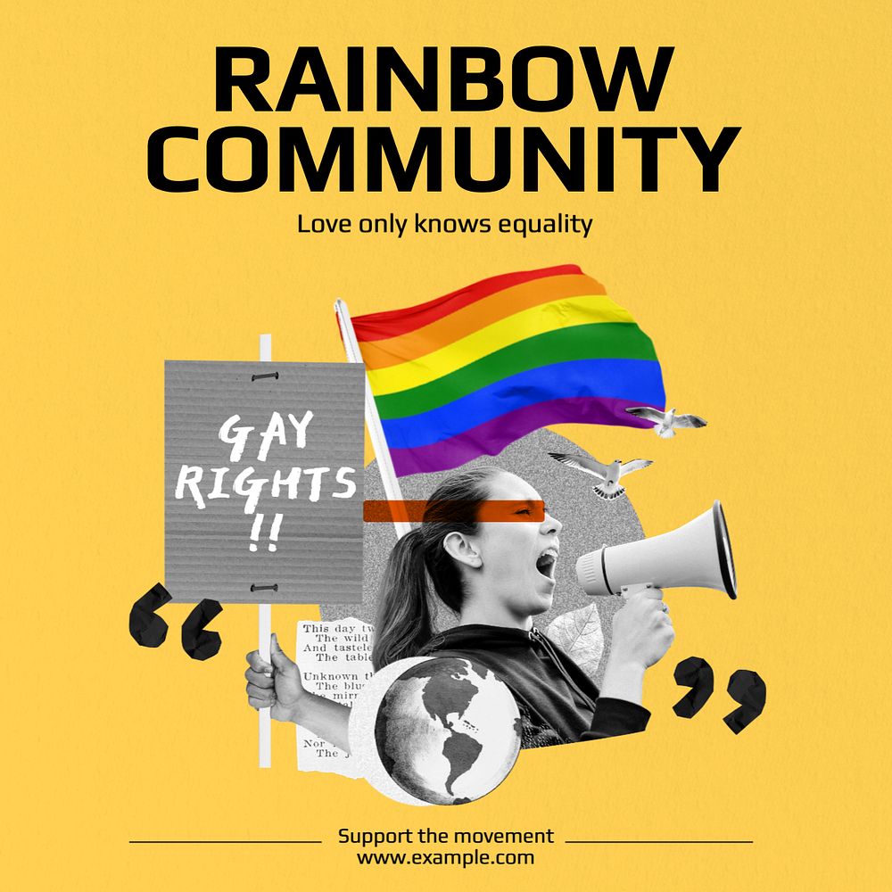 LGBTQ rainbow community Instagram post template, editable text