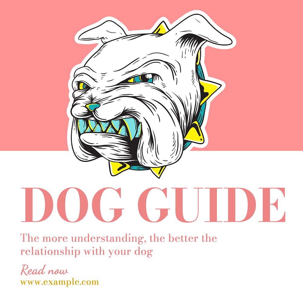 Dog guide Instagram post template, editable text