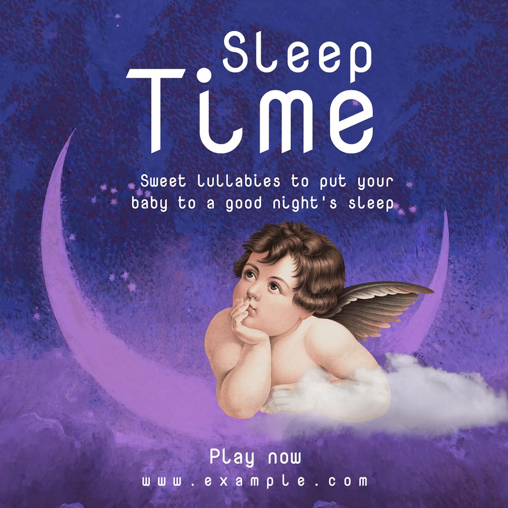 Baby's sleep music Instagram post template, editable text