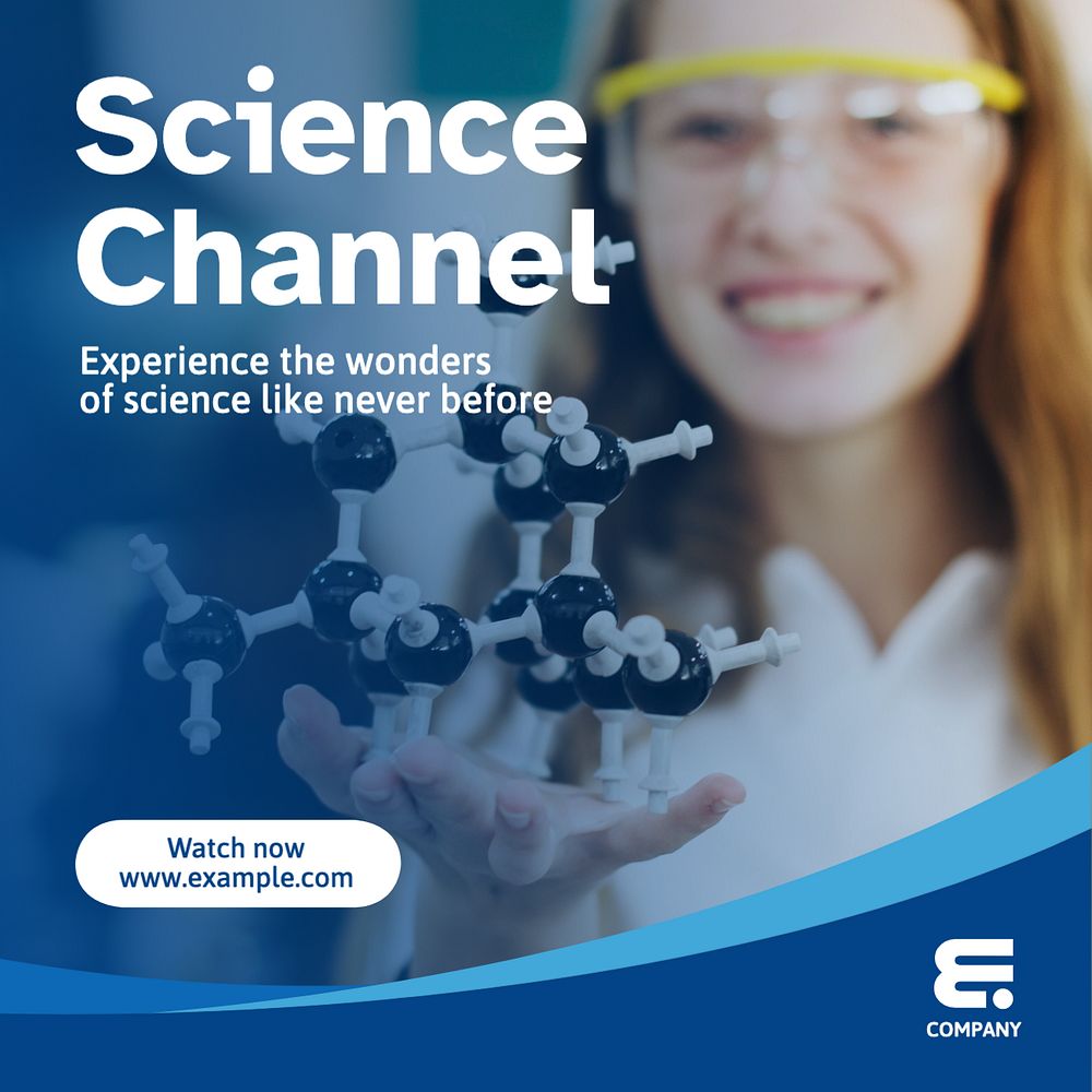 Science channel Instagram post template, editable text