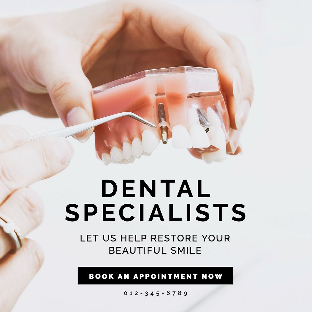 Dental specialists Instagram post template, editable text