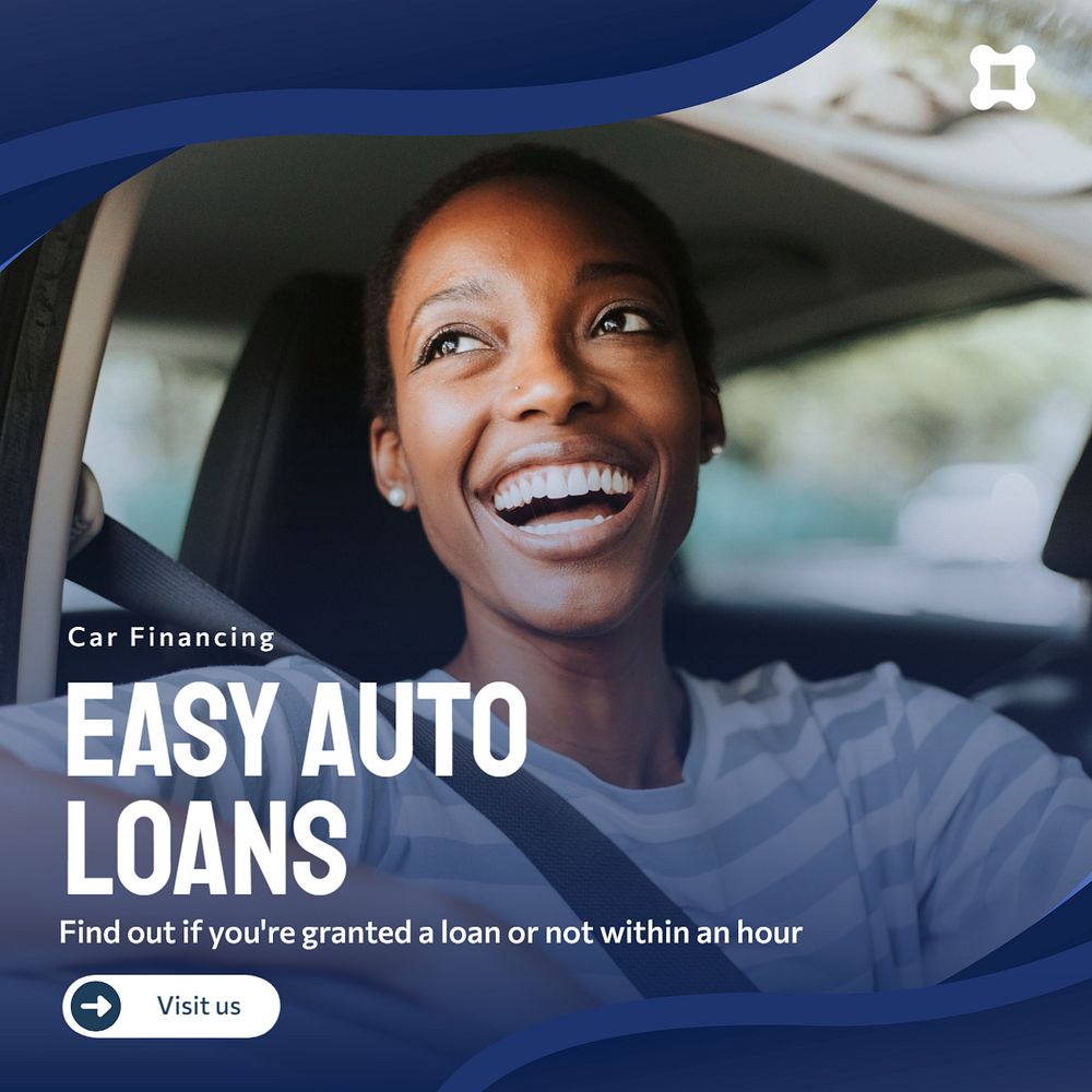 Easy auto loans Instagram post template, editable text