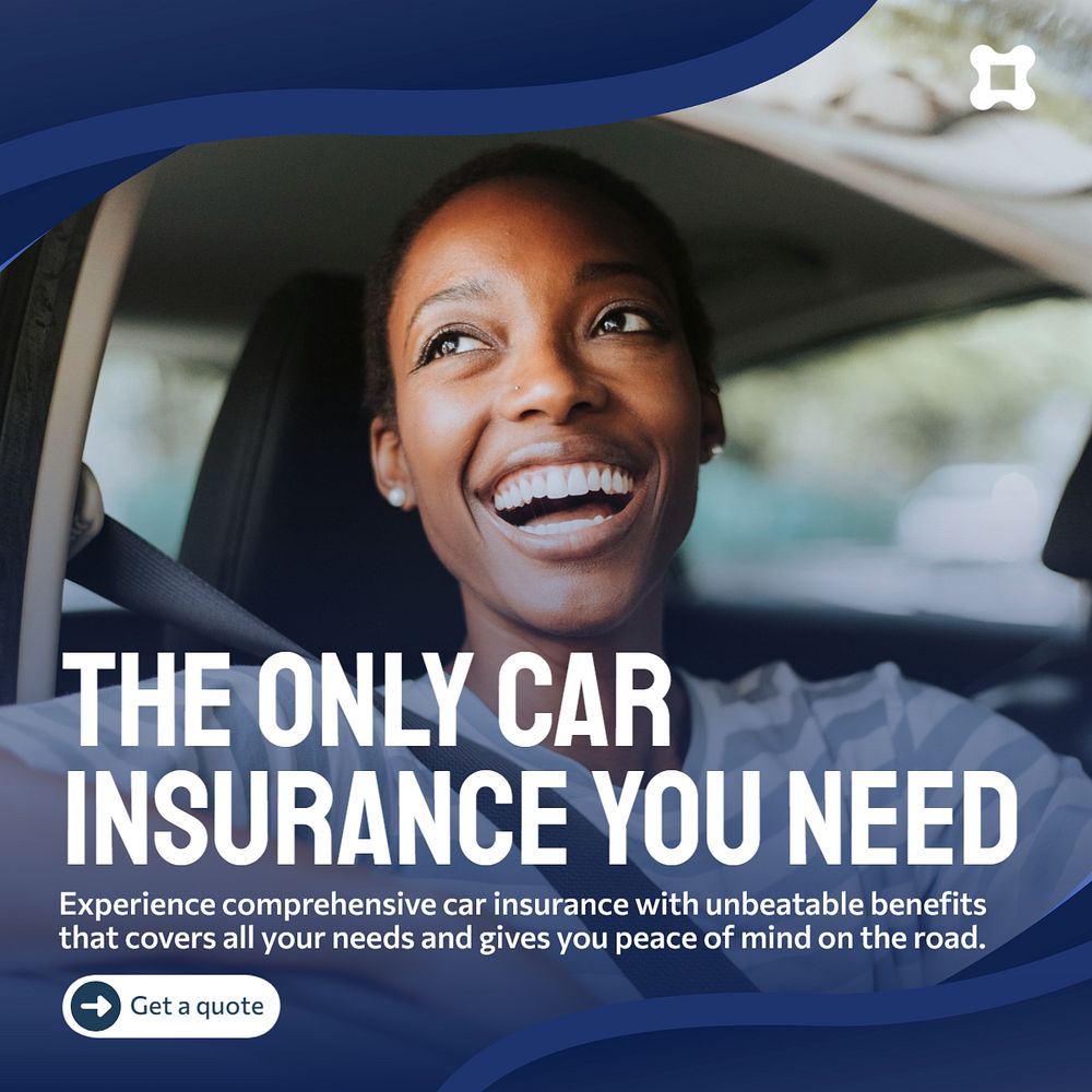 Car insurance Instagram post template, editable text