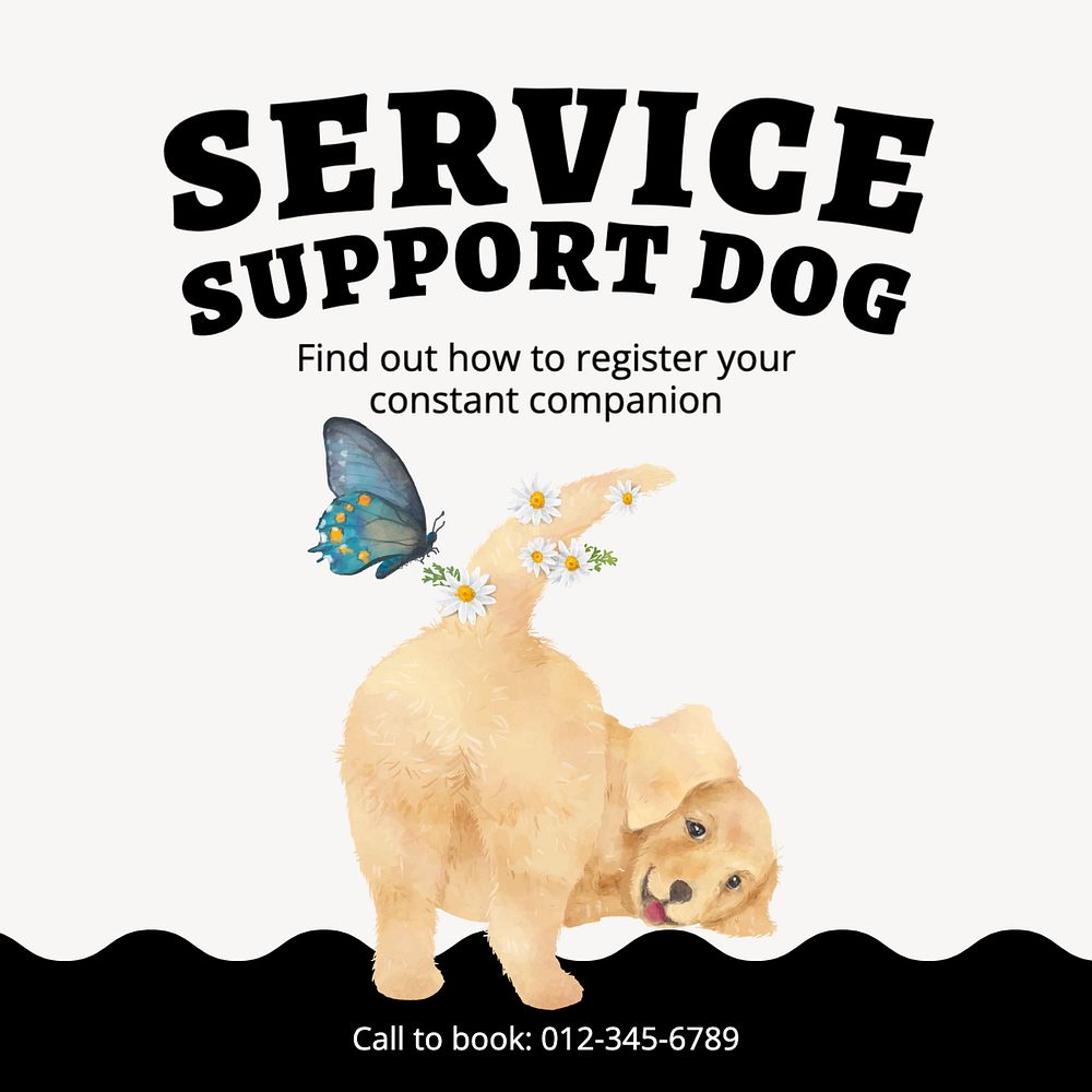 Service support dog Instagram post template, editable text