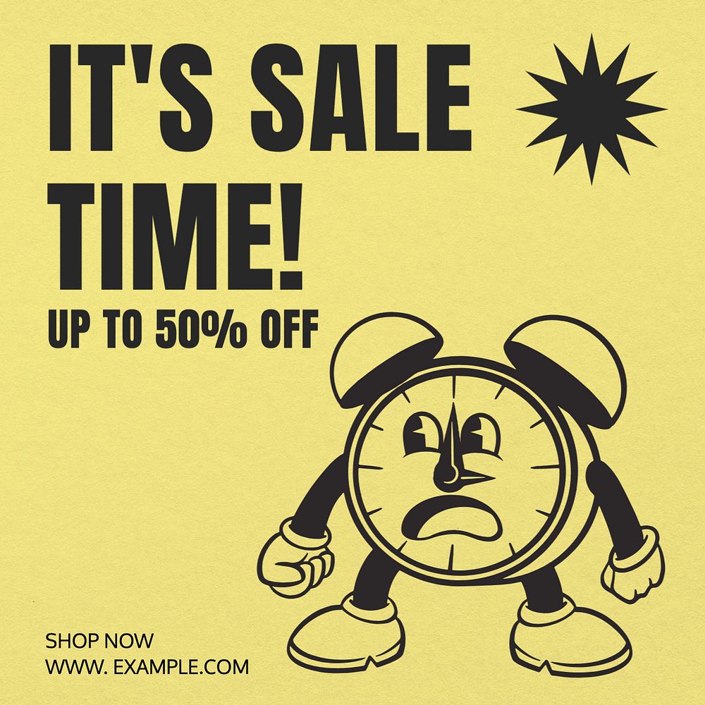 Sale time Instagram post template, editable text