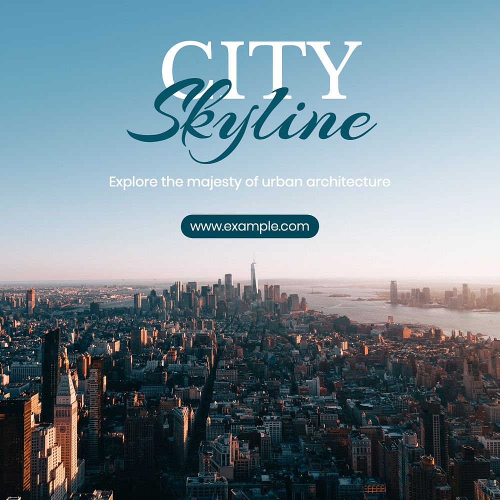 City skyline Instagram post template, editable text