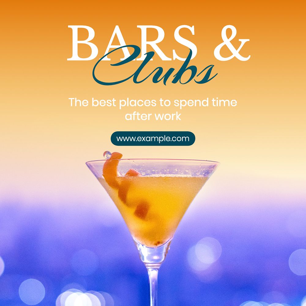 Bar & club Instagram post template, editable text
