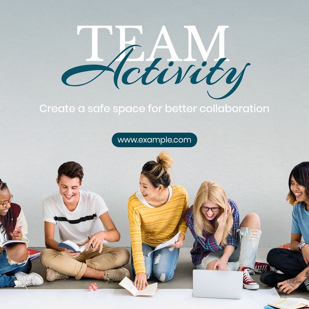 Team activity Instagram post template, editable text