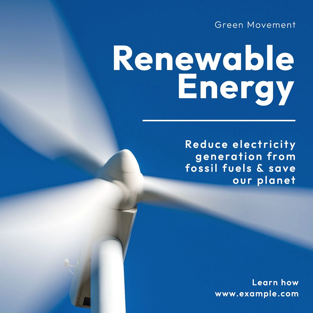 Renewable energy  Instagram post template, editable text