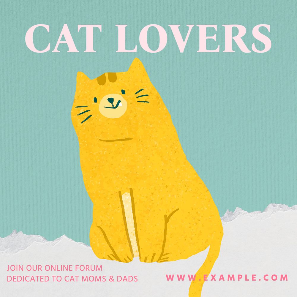 Cat lover Instagram post template, editable text