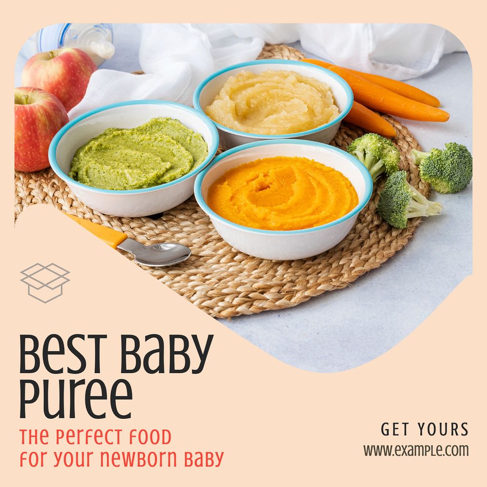 Baby puree Instagram post template, editable text