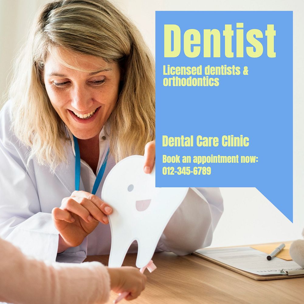 Dentist Instagram post template, editable design