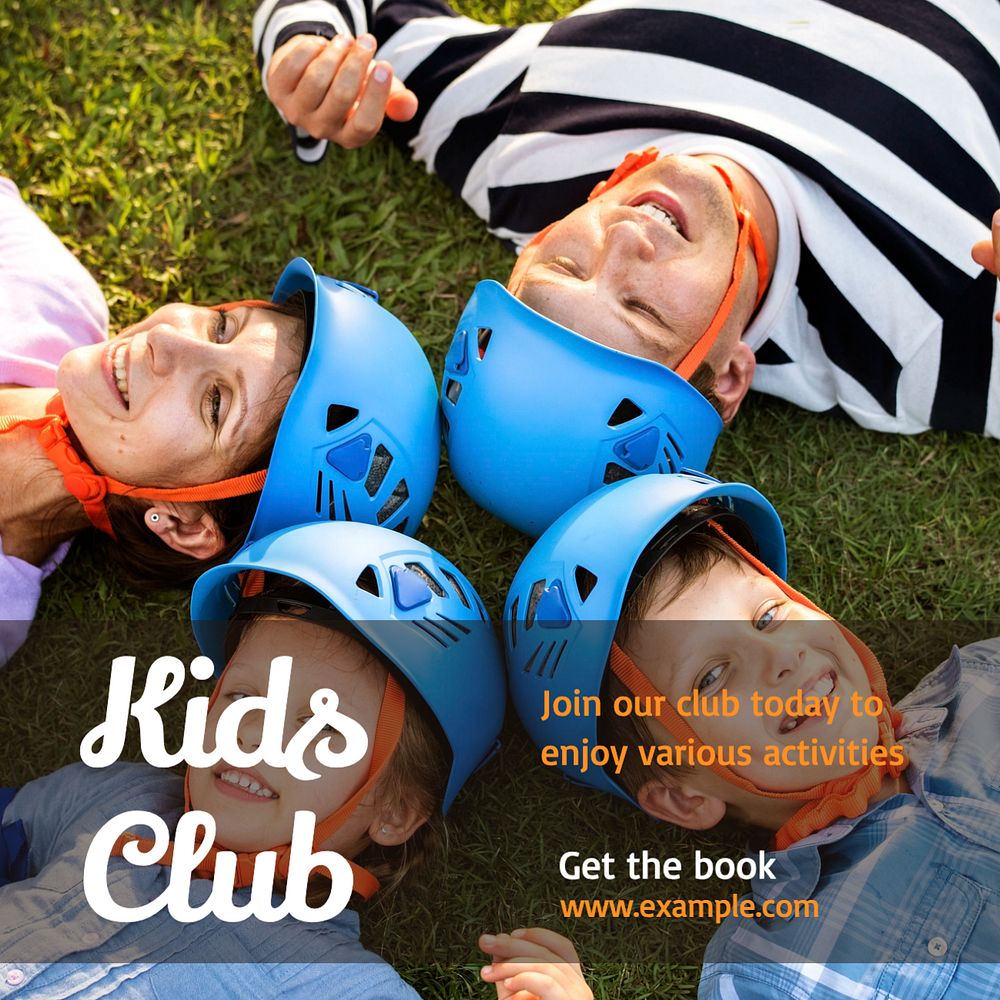 Kids club Instagram post template, editable text