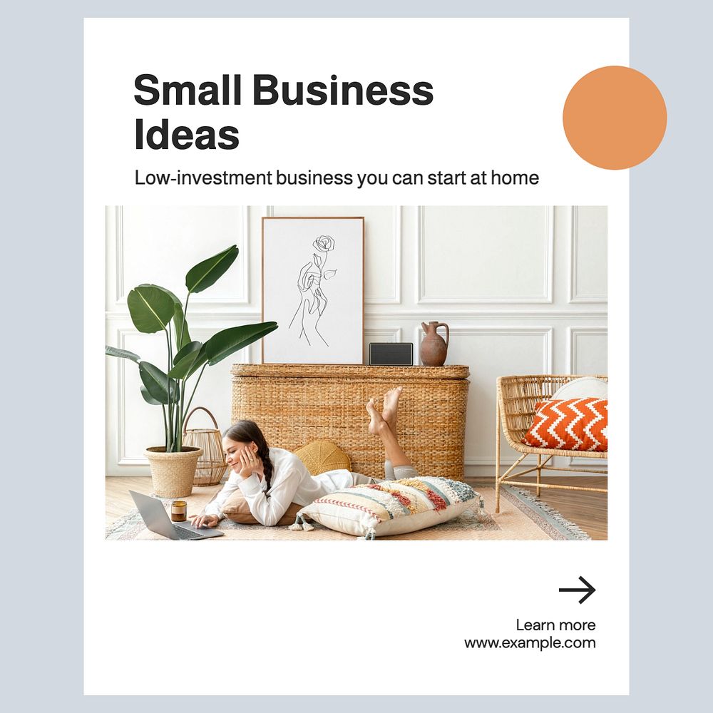 Small business ideas Instagram post template, editable text