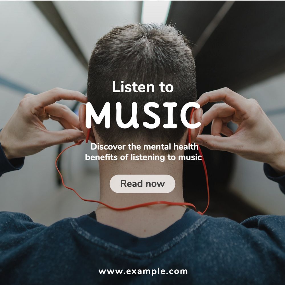 Music hobby Instagram post template, editable text