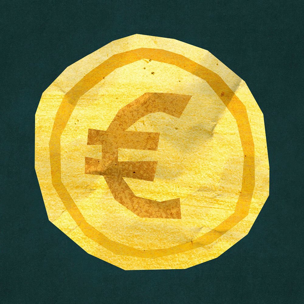 European coin money, paper craft element, editable design