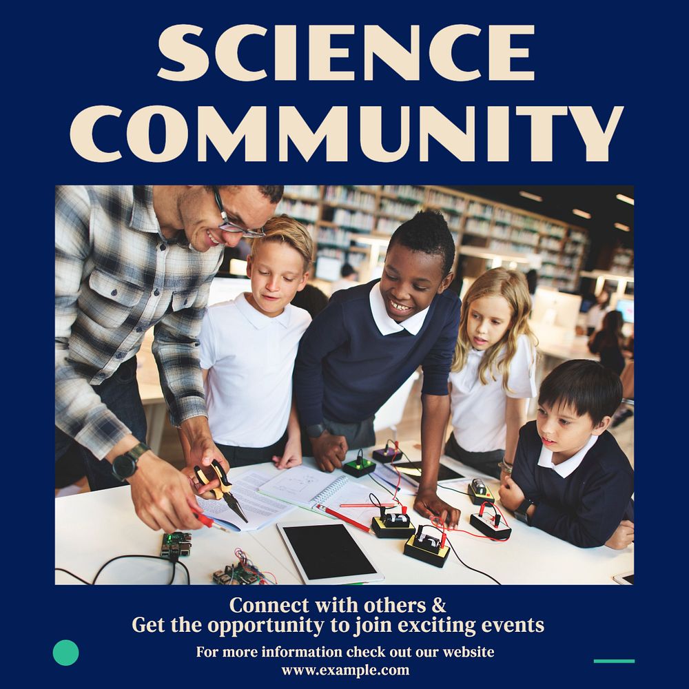 Science community Instagram post template, editable text