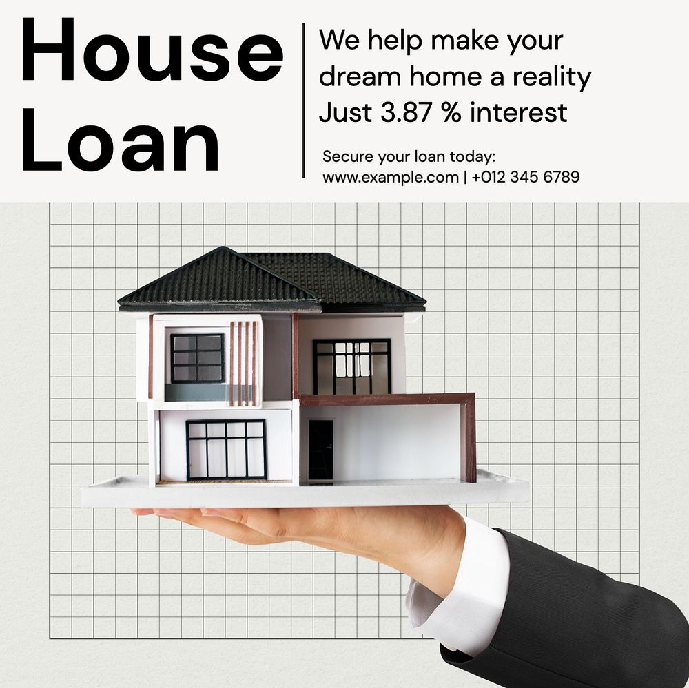 House loan Instagram post template, editable text