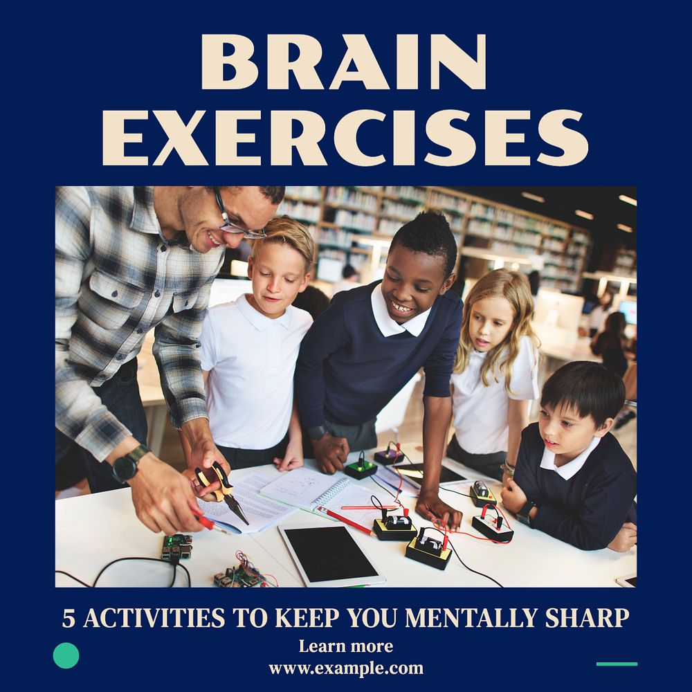 Brain exercises Instagram post template, editable text