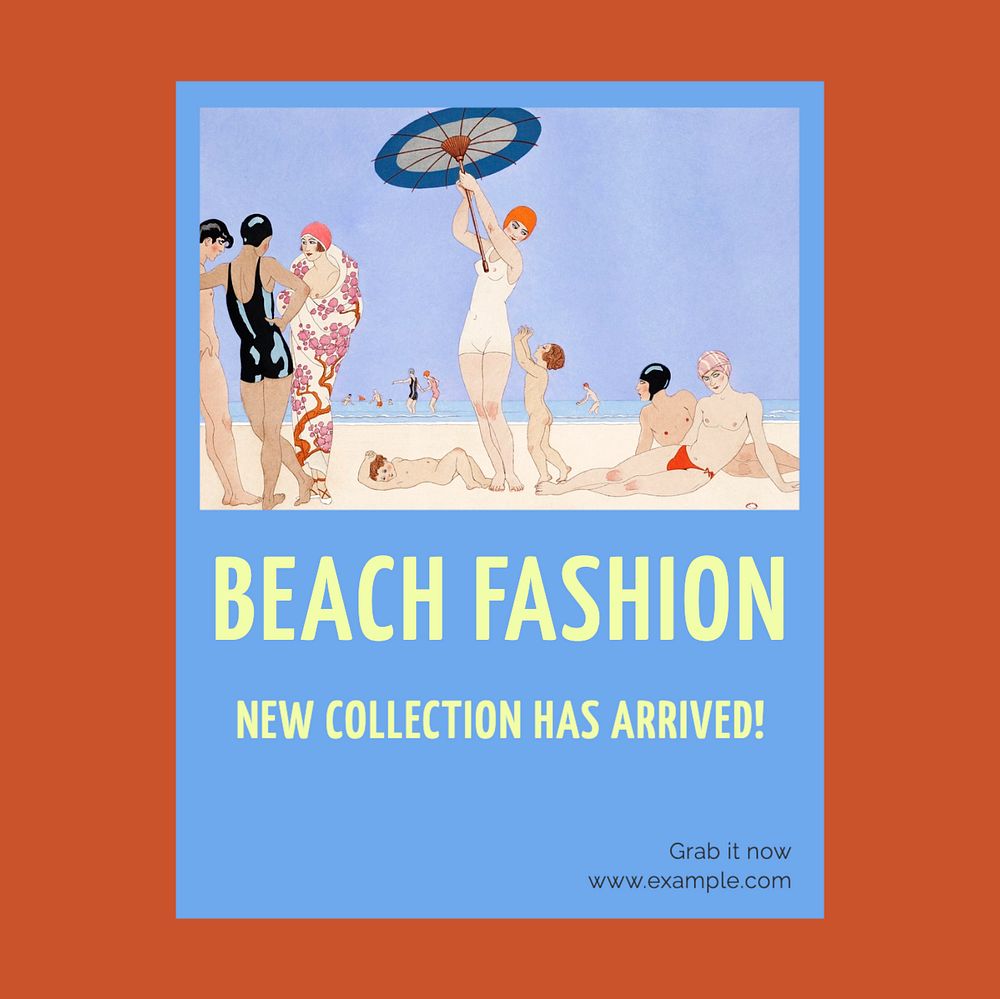 Beach fashion Instagram post template, editable text