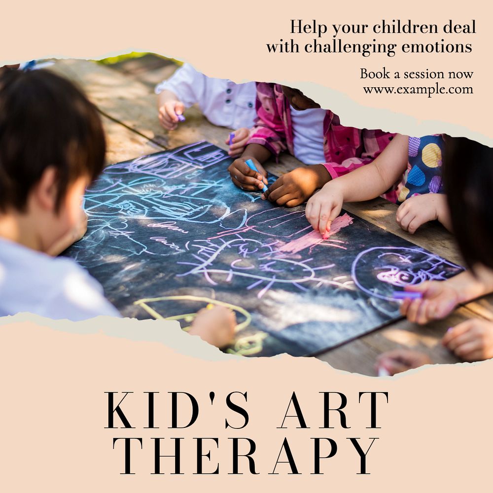 Kid's art therapy Instagram post template, editable text