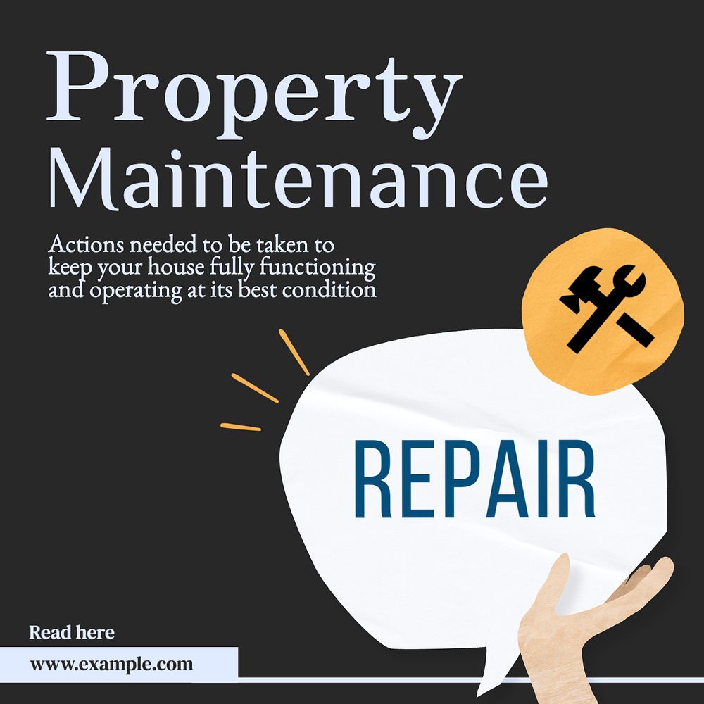 Property maintenance Instagram post template, editable text