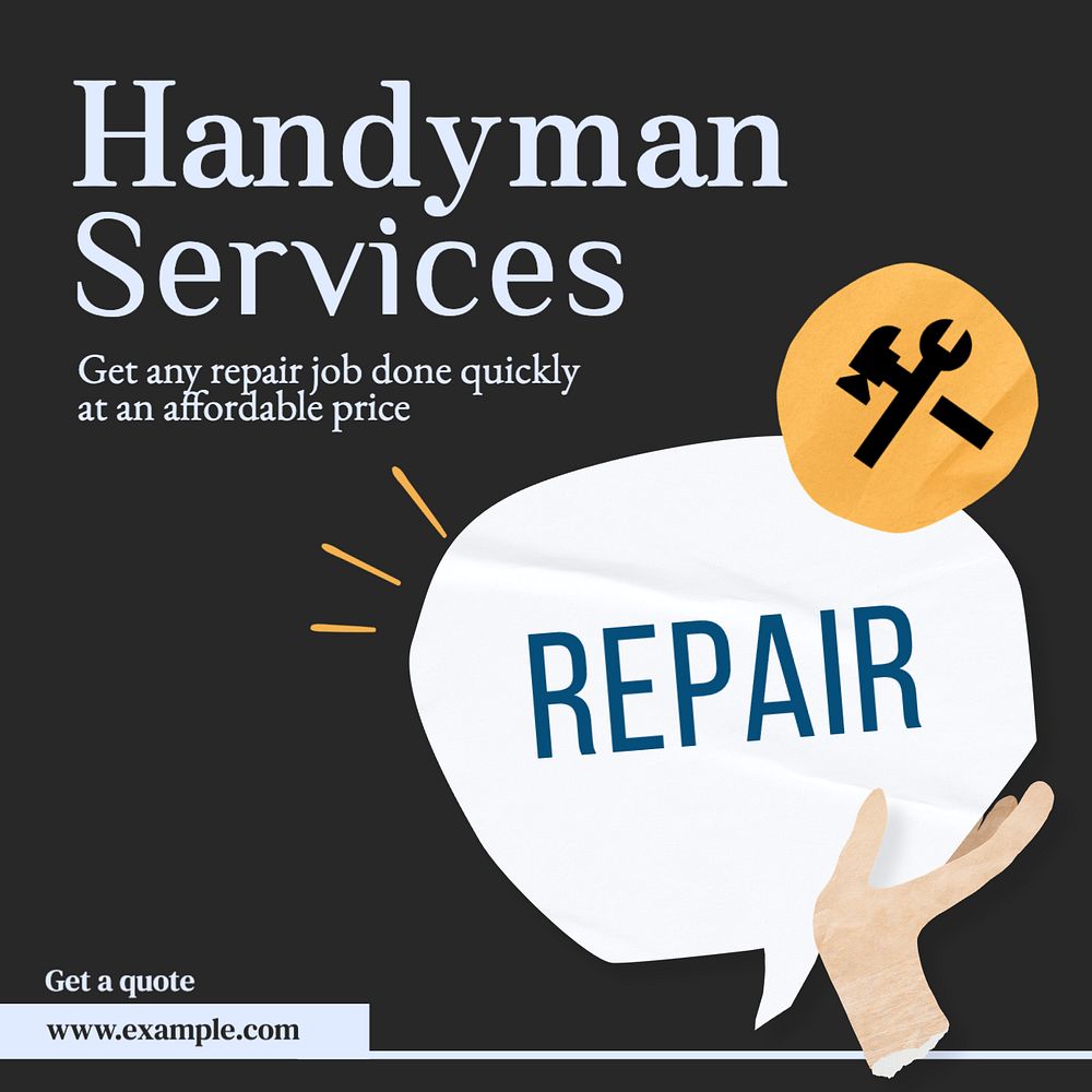 Handyman services Instagram post template, editable text