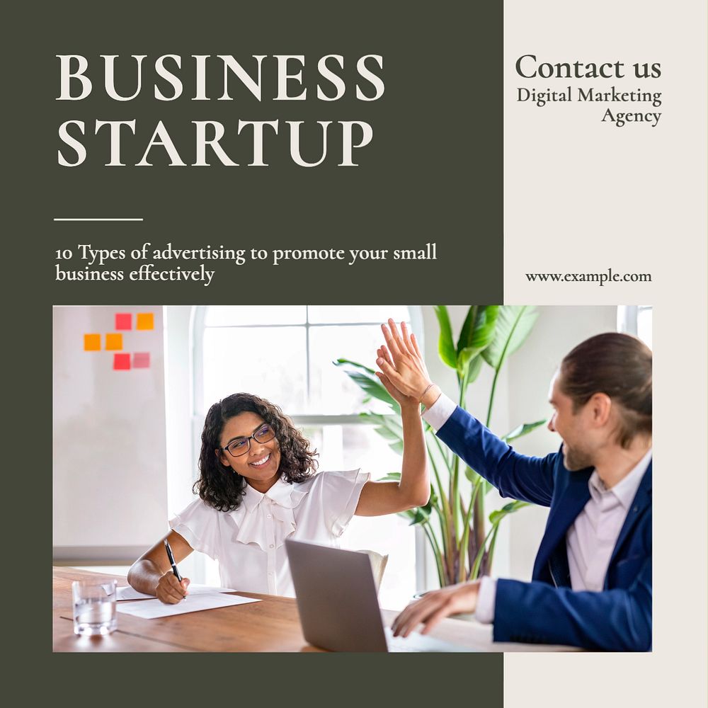 Business startup Instagram post template, editable text