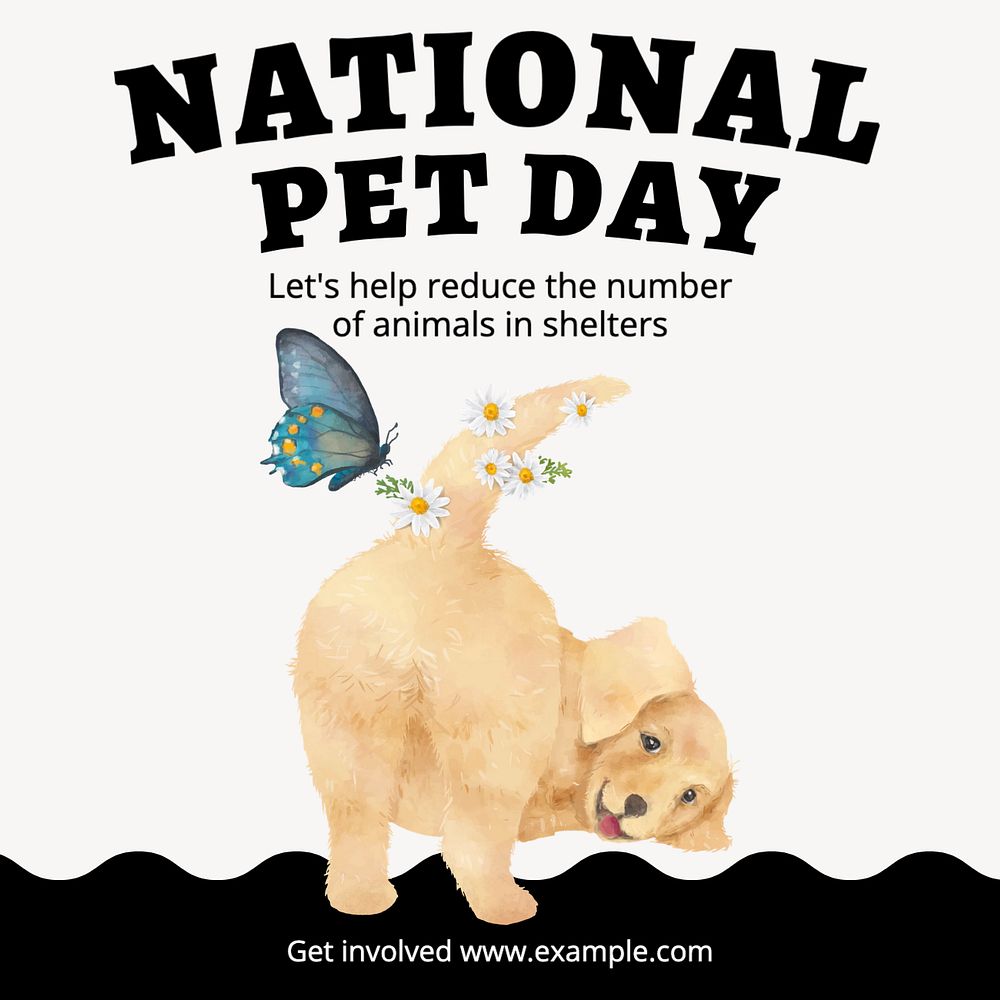 National pet day Instagram post template, editable text