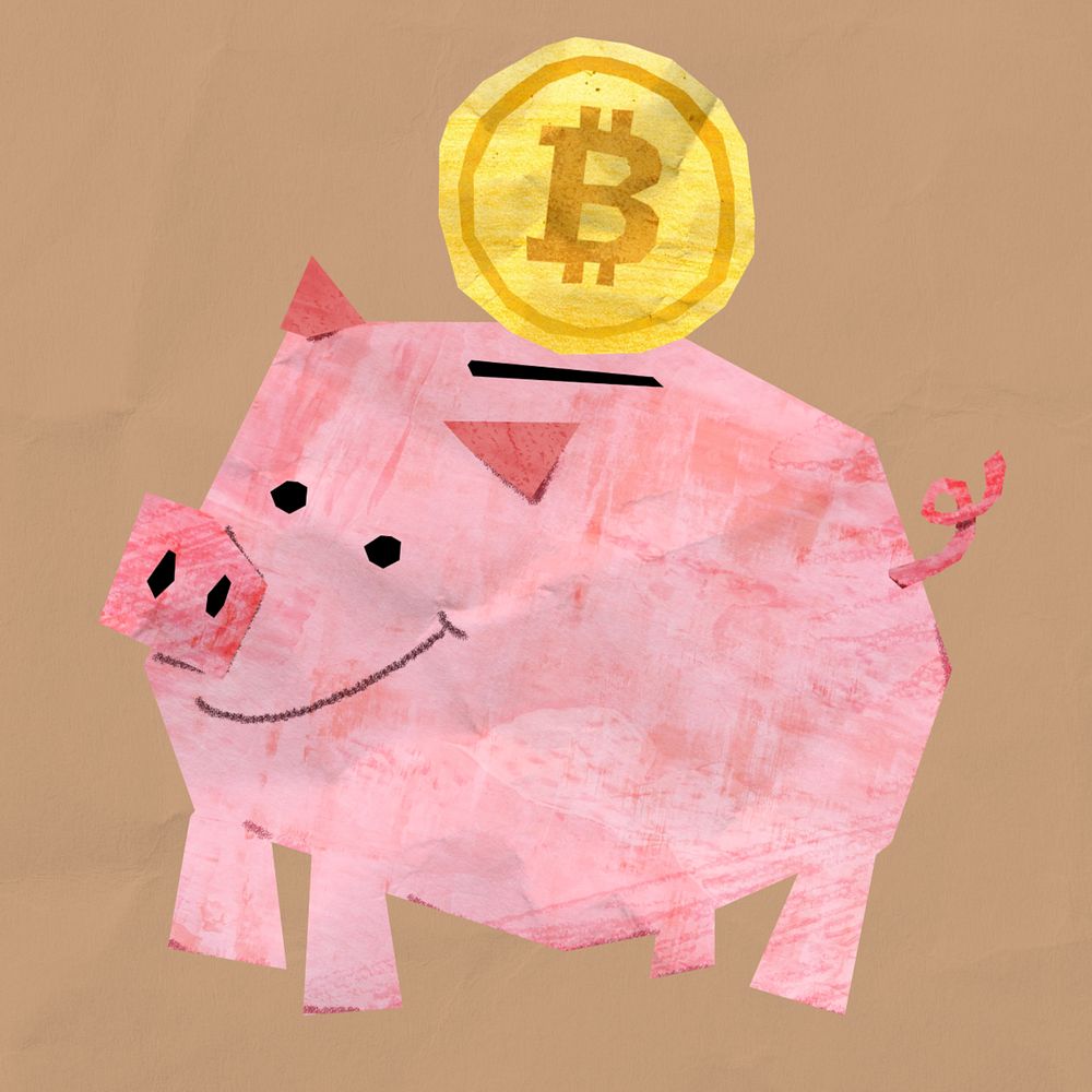 Piggy bank, money saving, finance paper craft collage, editable design