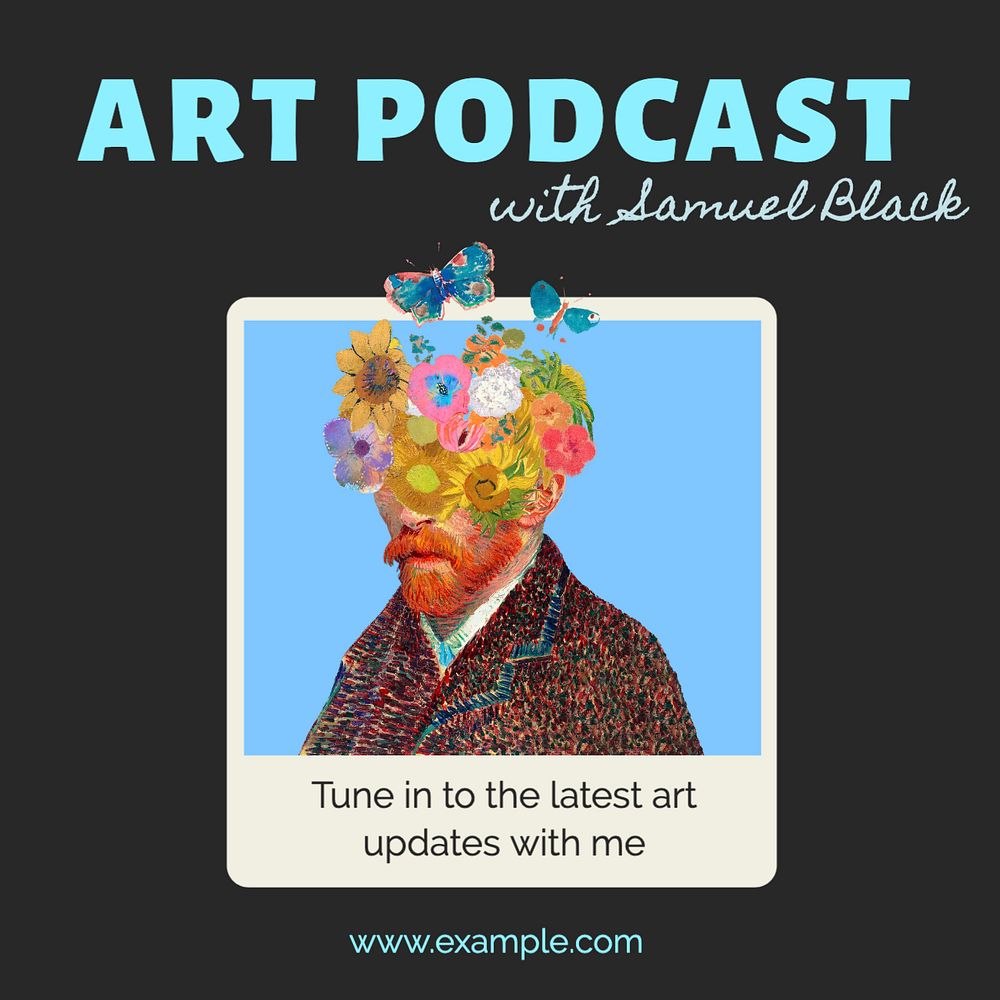 Art podcast Instagram post template, editable text