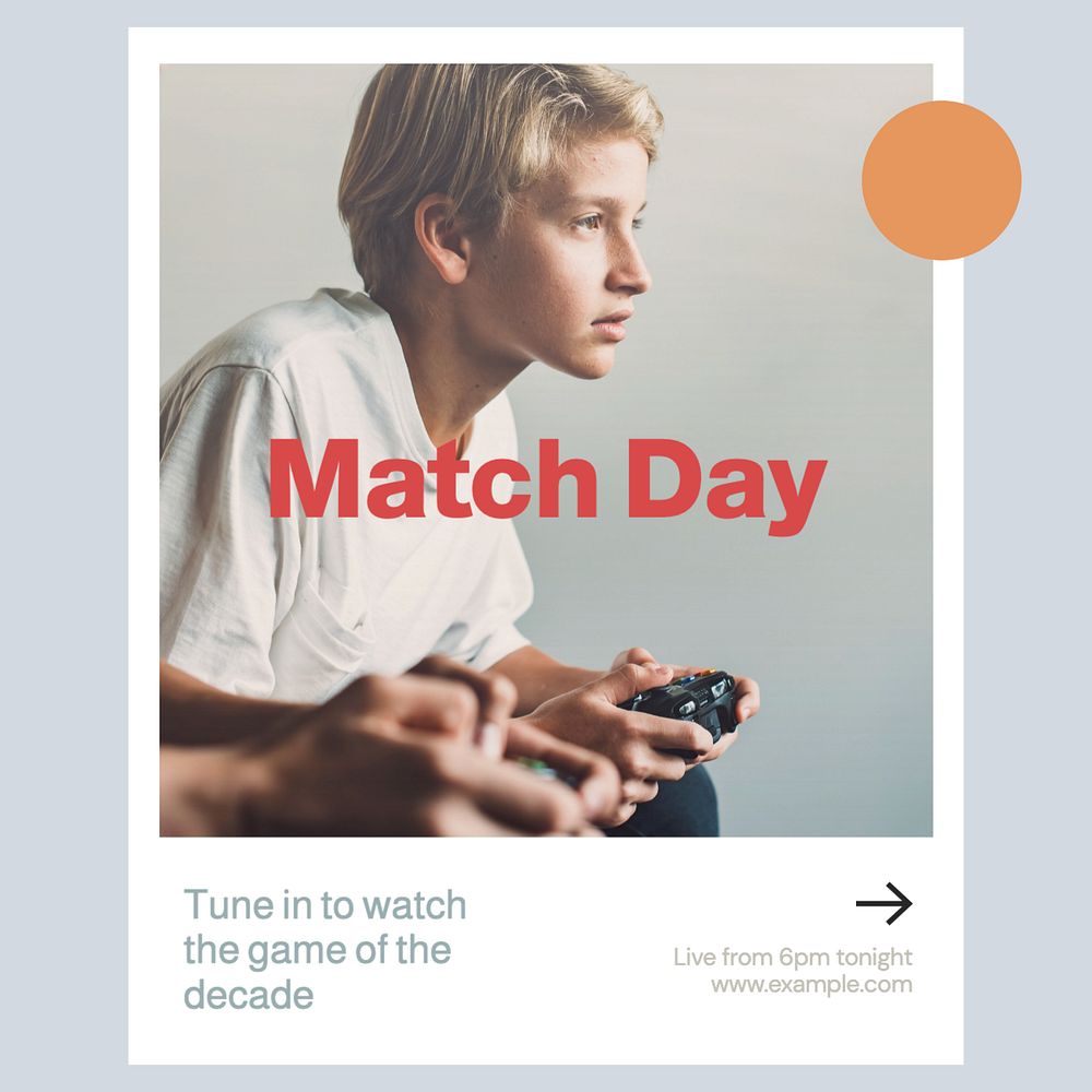 Match day Instagram post template, editable text