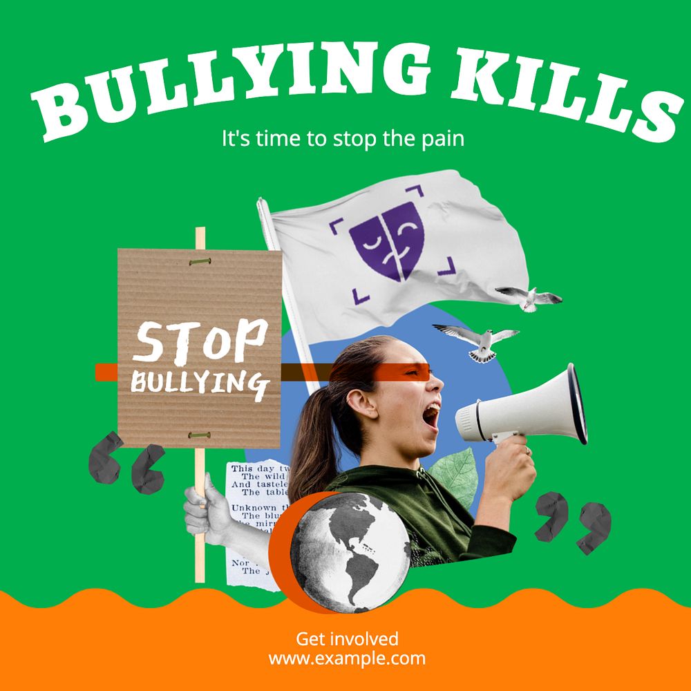 Stop bullying Instagram post template, editable text