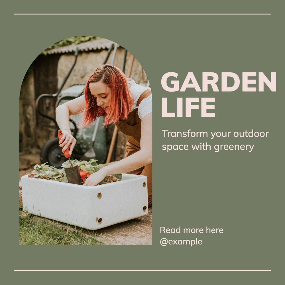 Garden Instagram post template, editable text