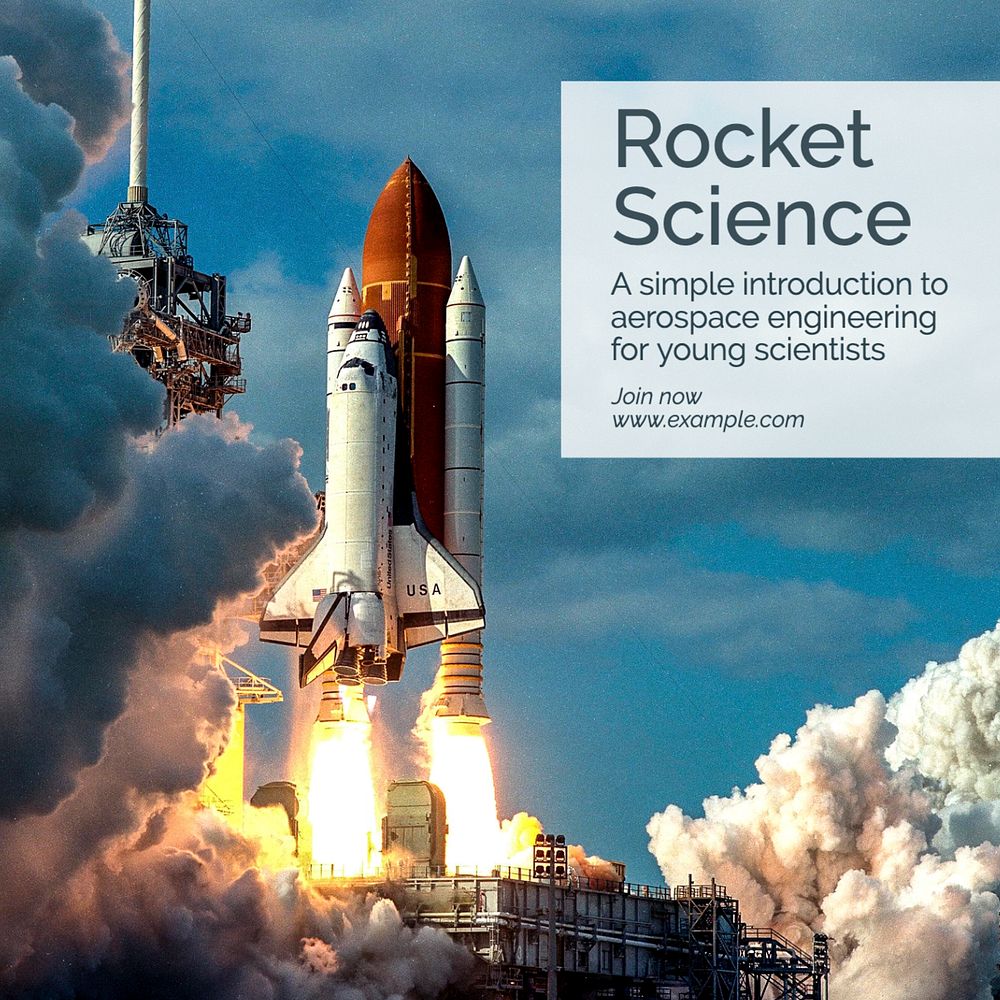 Rocket science Instagram post template, editable text