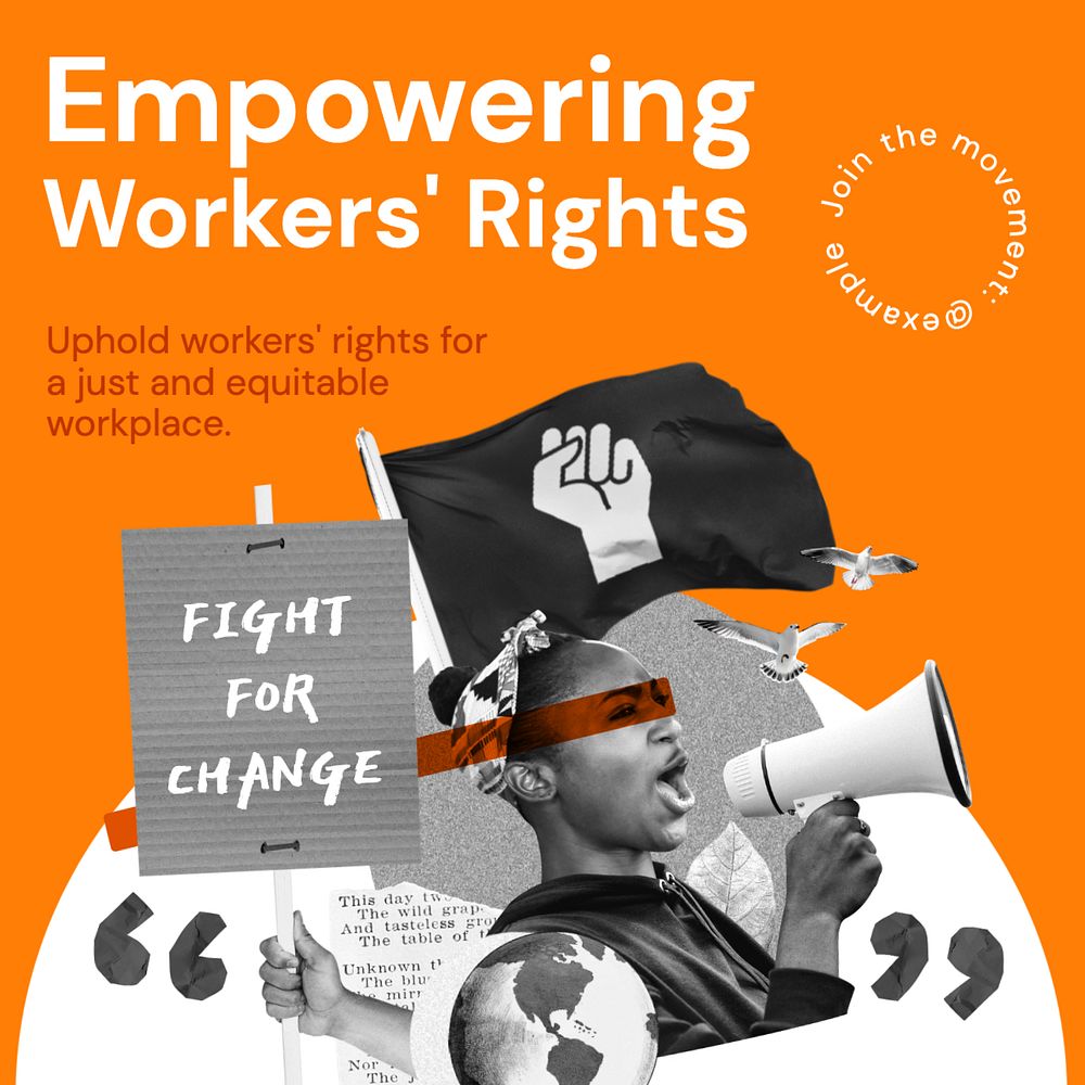 Empower Workers' rights Instagram post template, editable text