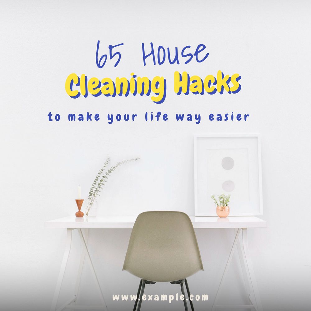 Cleaning hacks Instagram post template, editable text