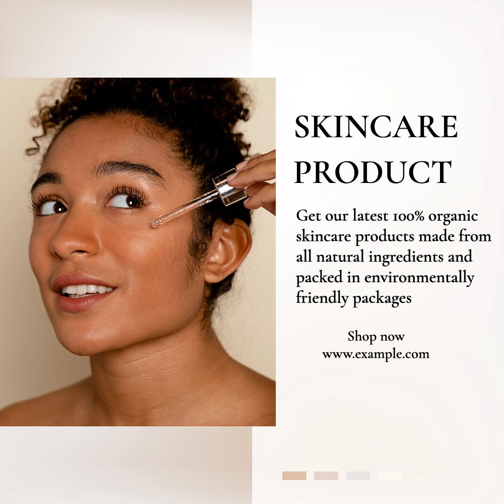 Skincare product Instagram post template, editable text