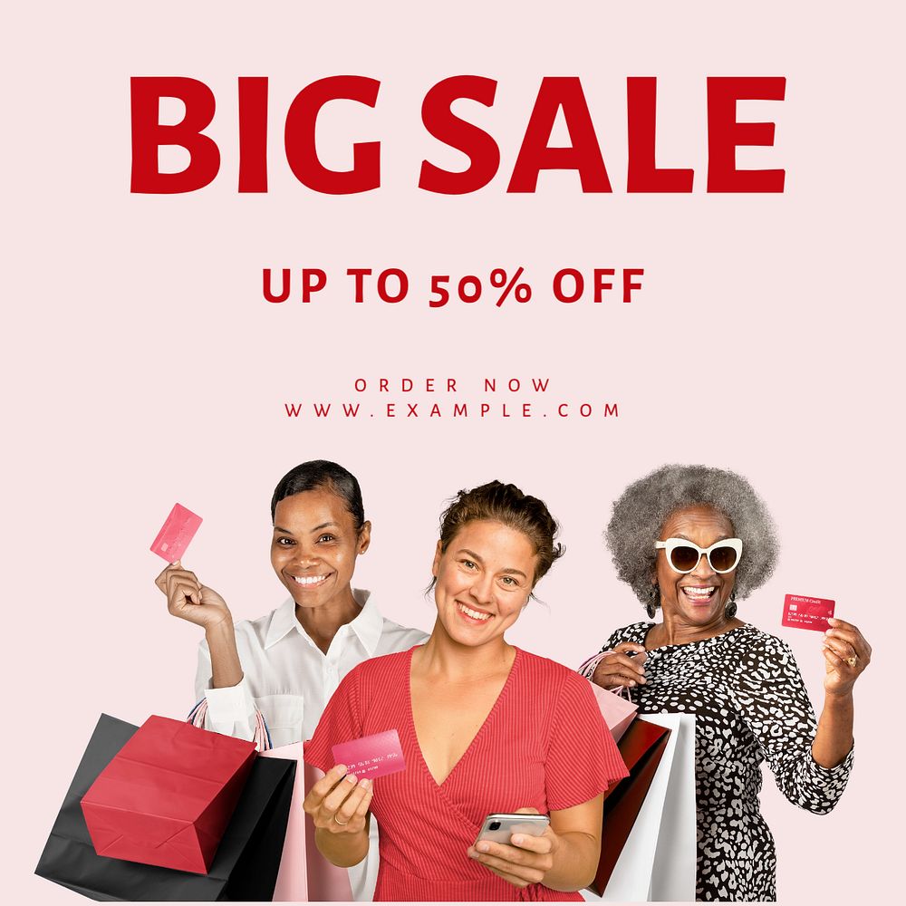 Big sale Instagram post template, editable text