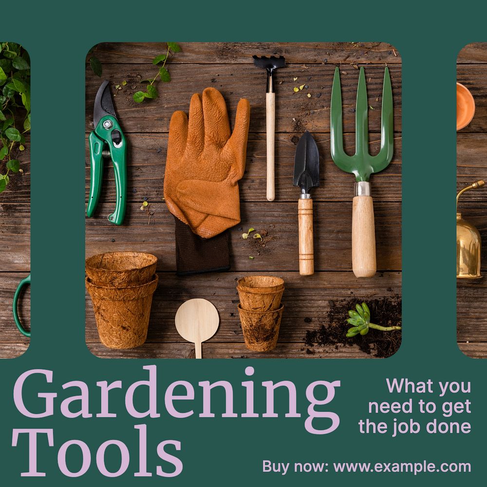 Gardening tools Instagram post template, editable text