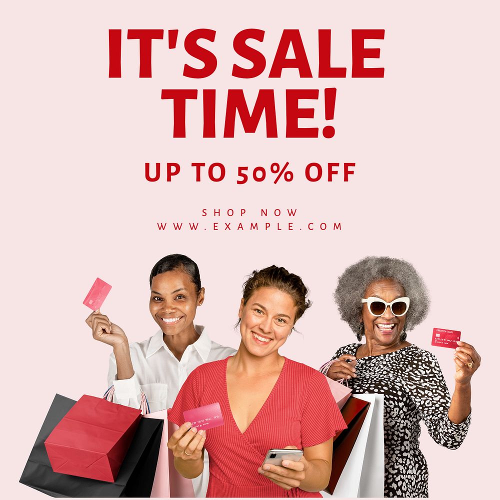 Sale time Instagram post template, editable text