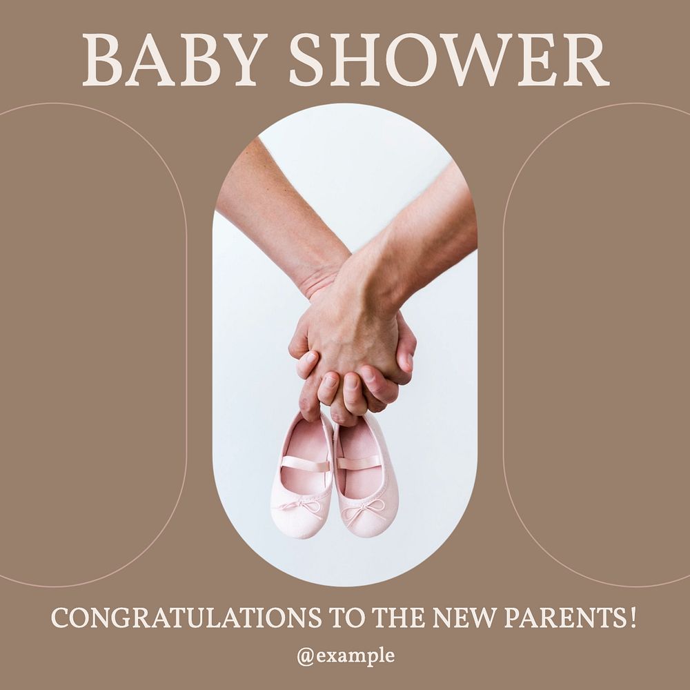 Baby shower Instagram post template, editable text