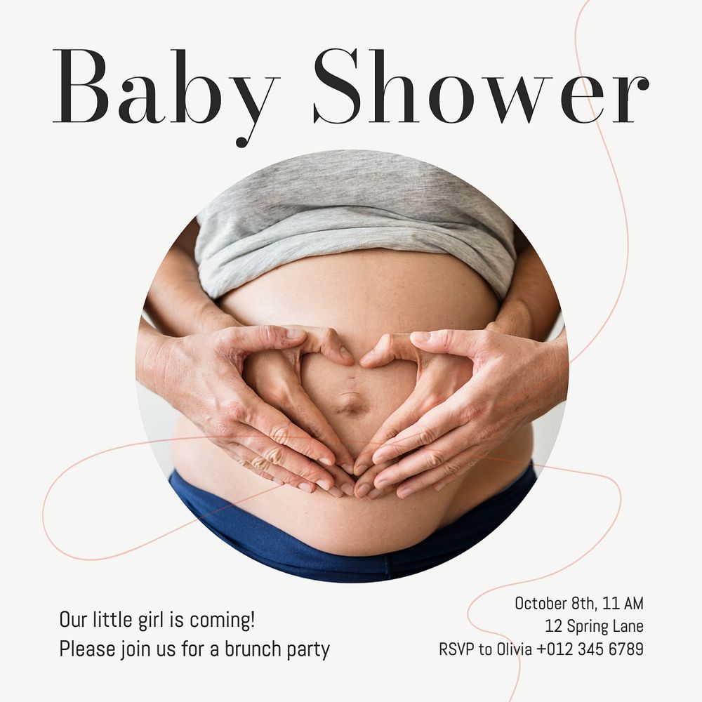 Baby shower Instagram post template, editable text