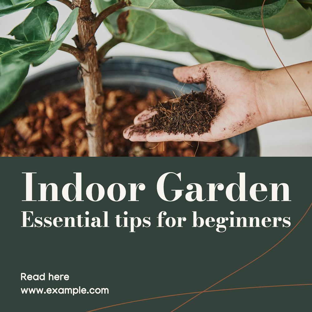 Indoor garden Instagram post template, editable text