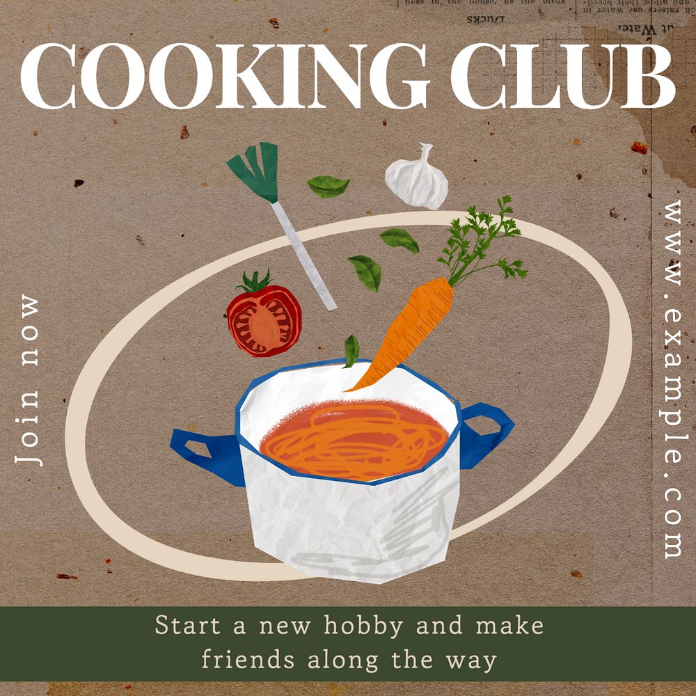 Cooking club Instagram post template, editable text