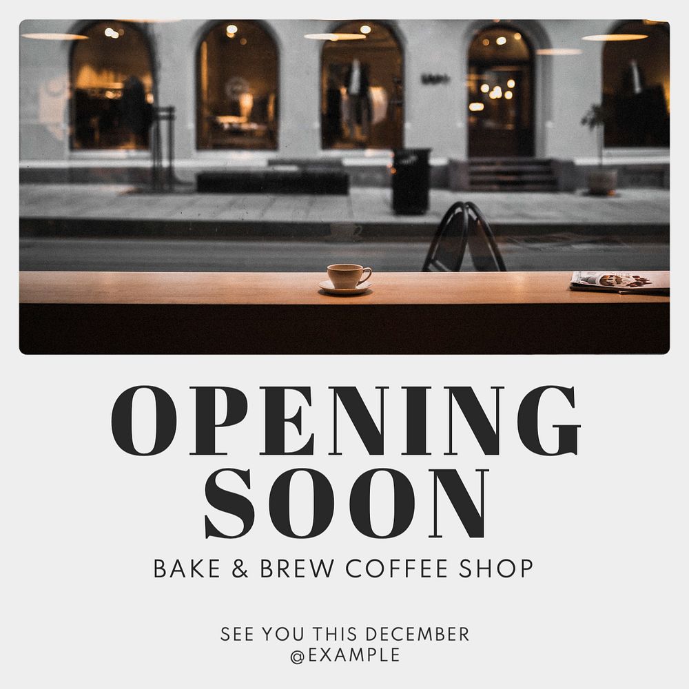 Opening soon Instagram post template, editable text