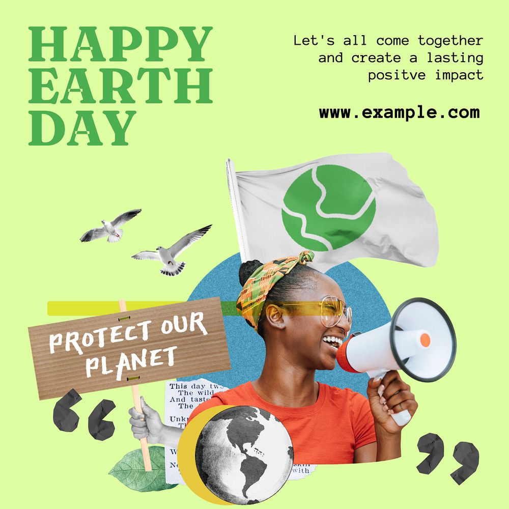 Happy earth day Instagram post template, editable text