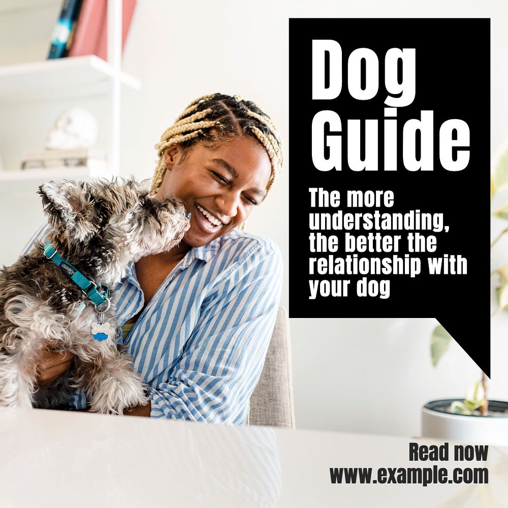 Dog guide Instagram post template, editable text