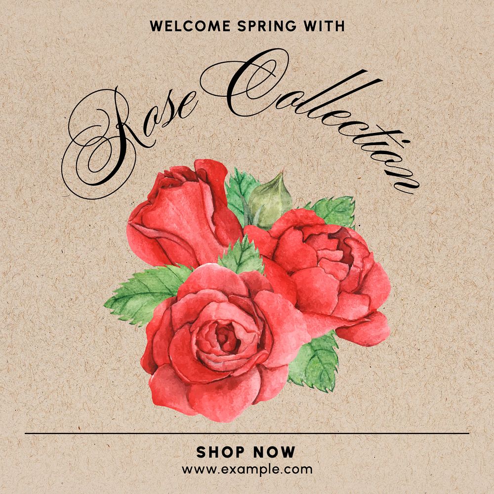 Rose collection Instagram post template, editable text