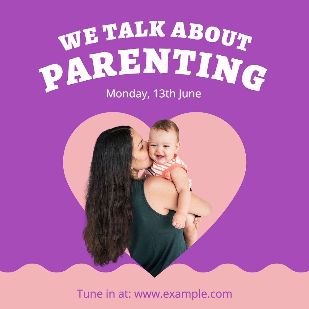 Parenting podcast Instagram post template, editable text